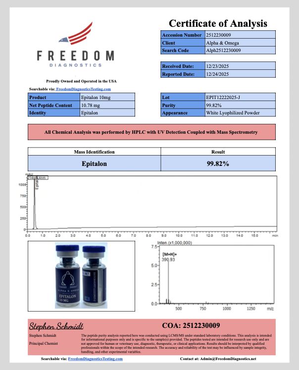 Epitalon – 10mg | Alpha & Omega Peptides