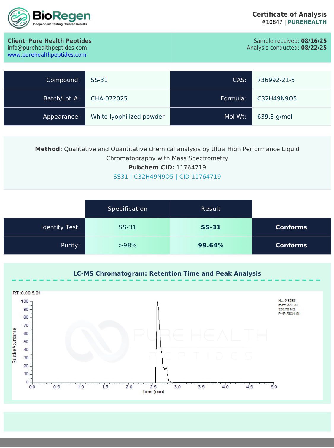 SS-31 Elamipretide – 10mg | Pure Health
