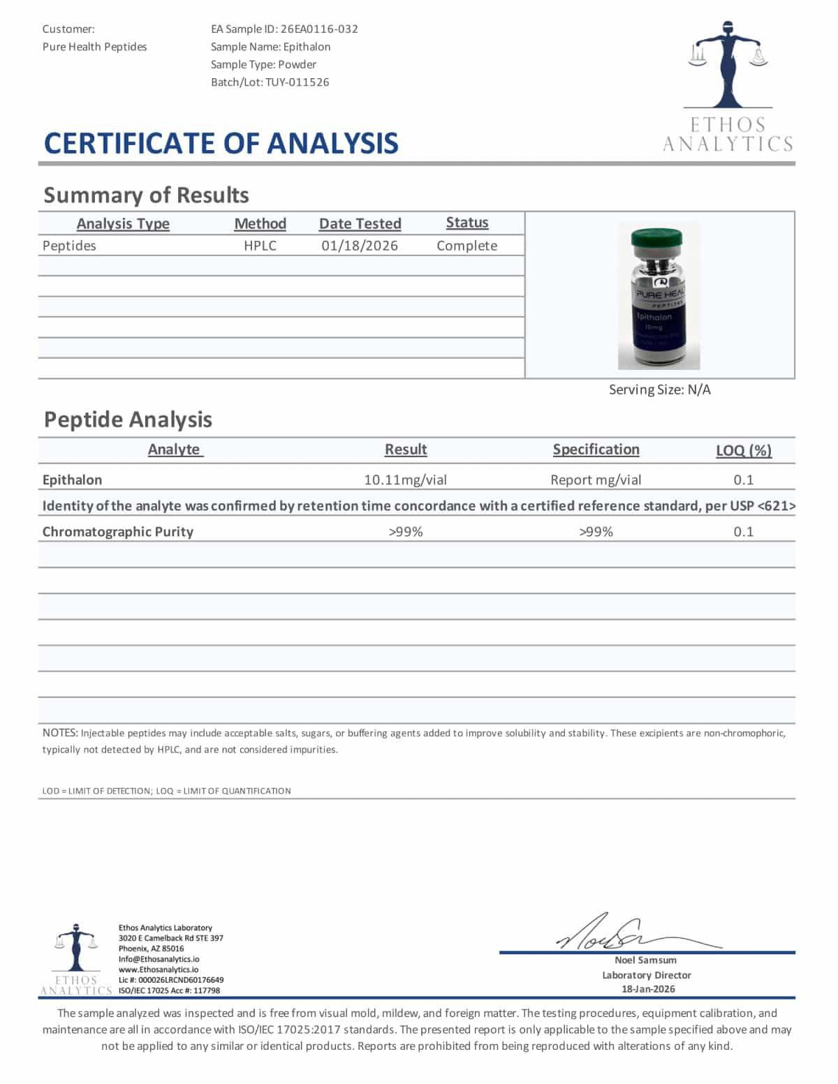Epithalon – 10mg | Pure Health
