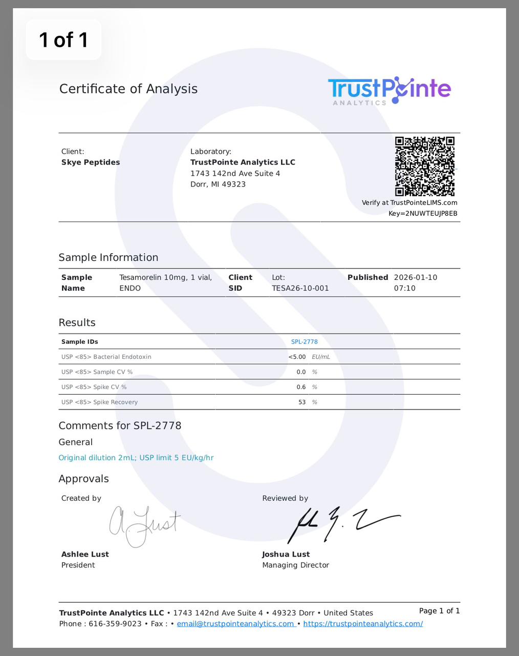 Tesamorelin – 10mg | Longevity Shop (Stabilized)