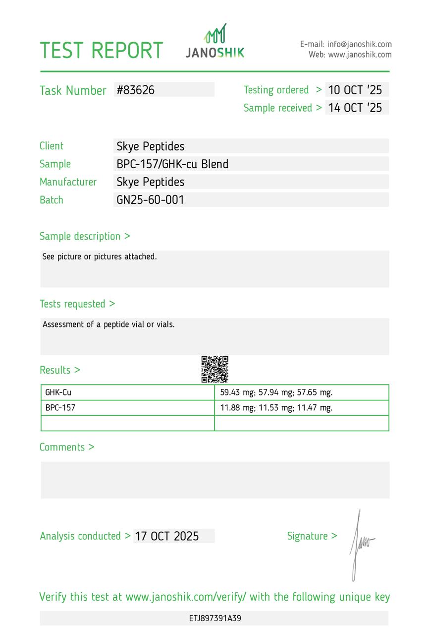 BPC-157 + GHK-Cu – 10mg / 50mg | Skye Peptides