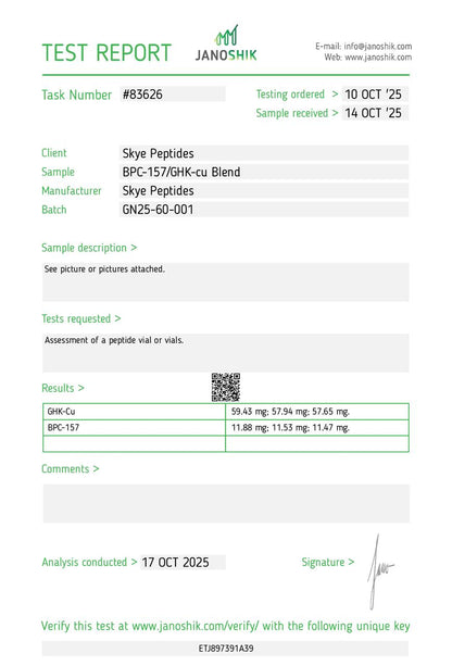 BPC-157 + GHK-Cu – 10mg / 50mg | Skye Peptides