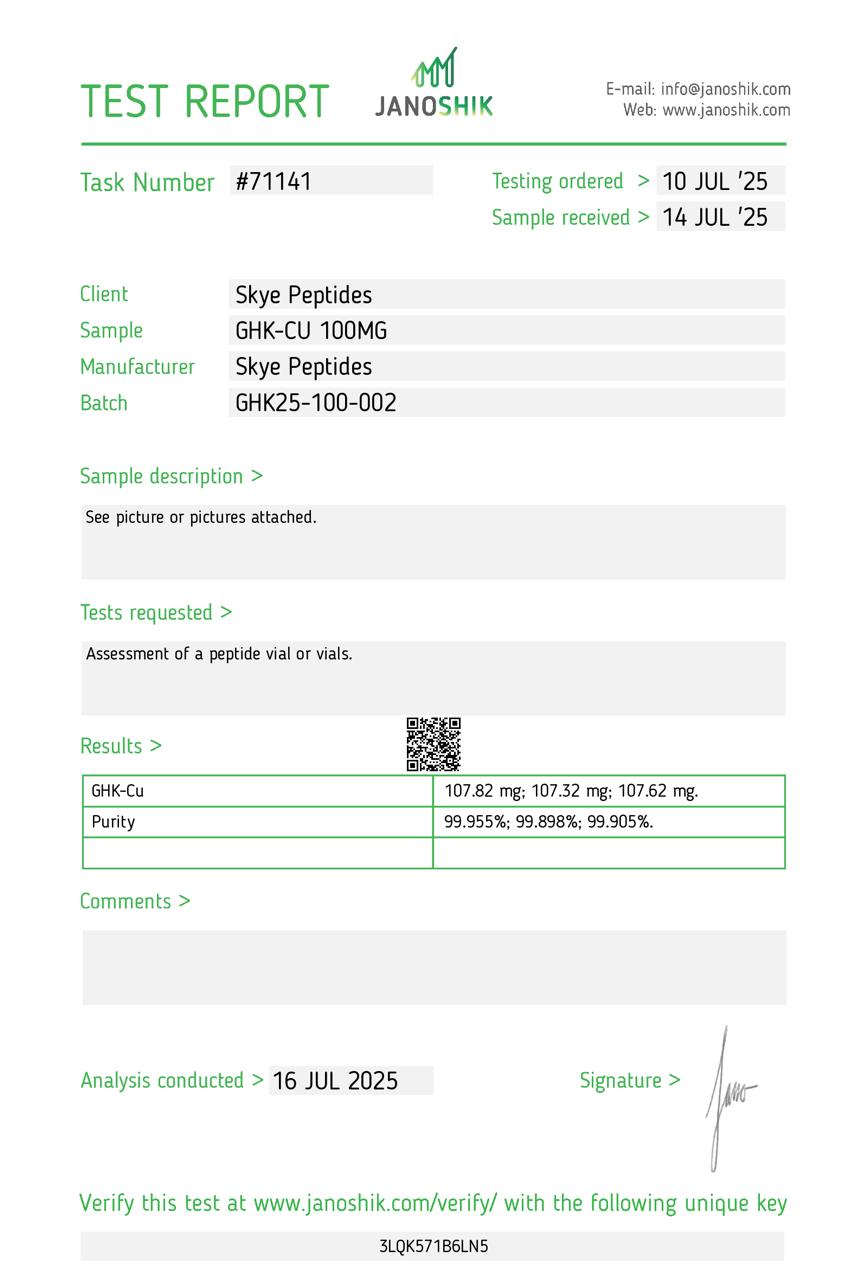 GHK-Cu – 100mg | Skye Peptides