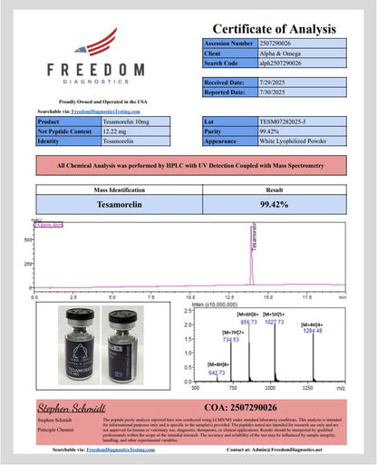 Tesamorelin – 10mg | Alpha & Omega Peptides