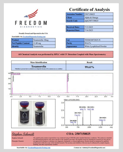 Tesamorelin – 10mg | Alpha & Omega Peptides