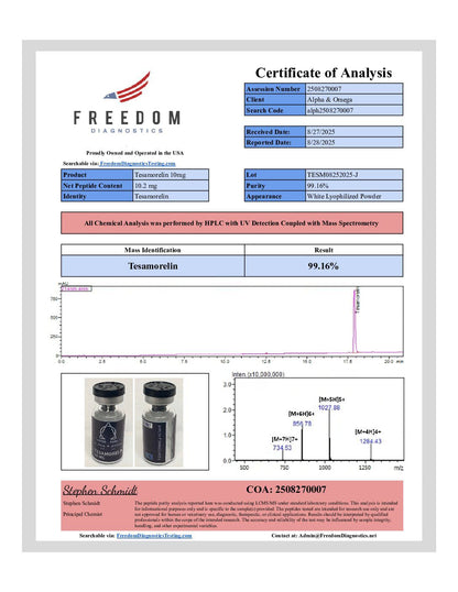 Tesamorelin – 10mg | Alpha & Omega Peptides