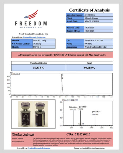 MOTS-C – 10mg | Alpha & Omega Peptides