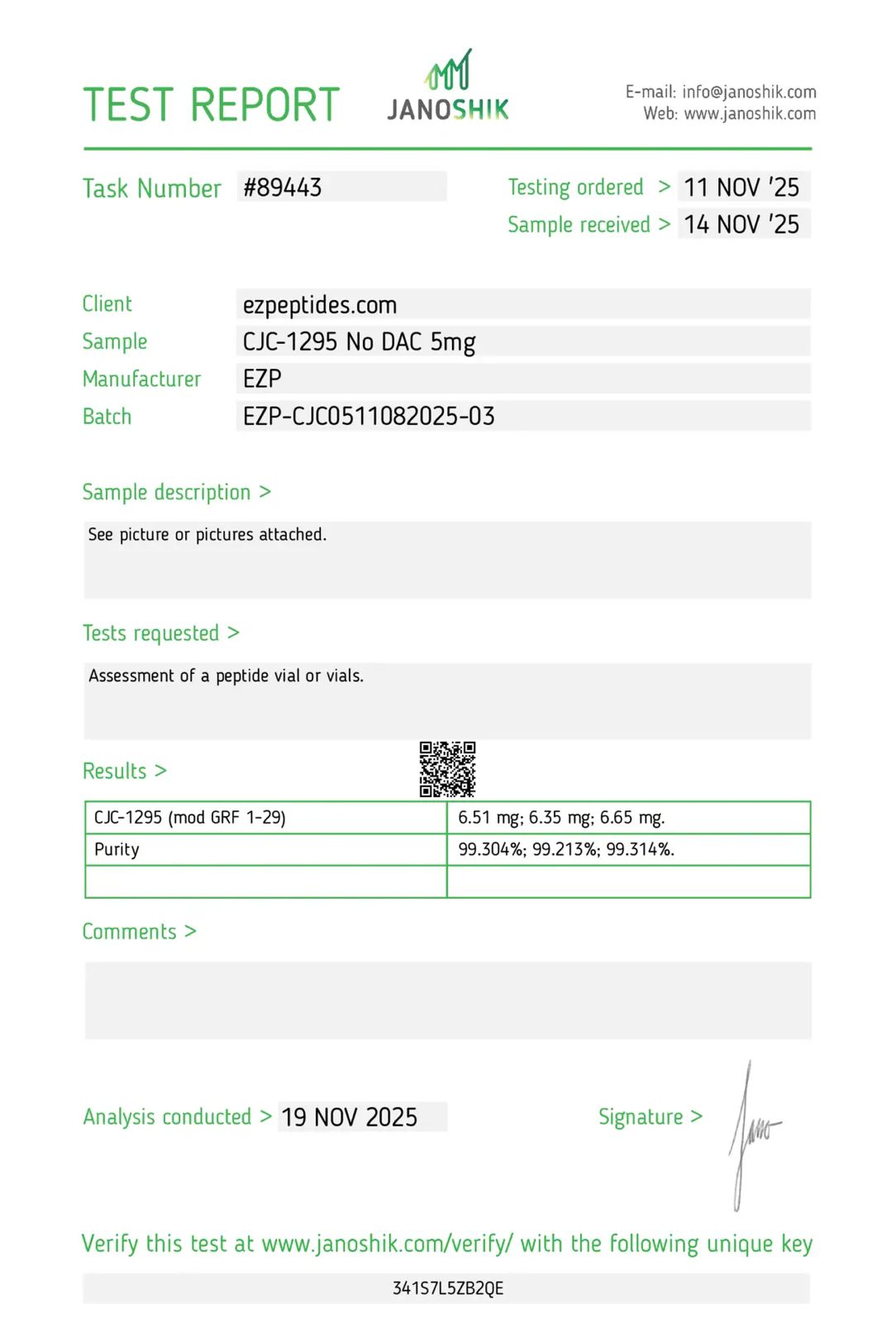 CJC-1295 No DAC – 5mg | EZ Peptides