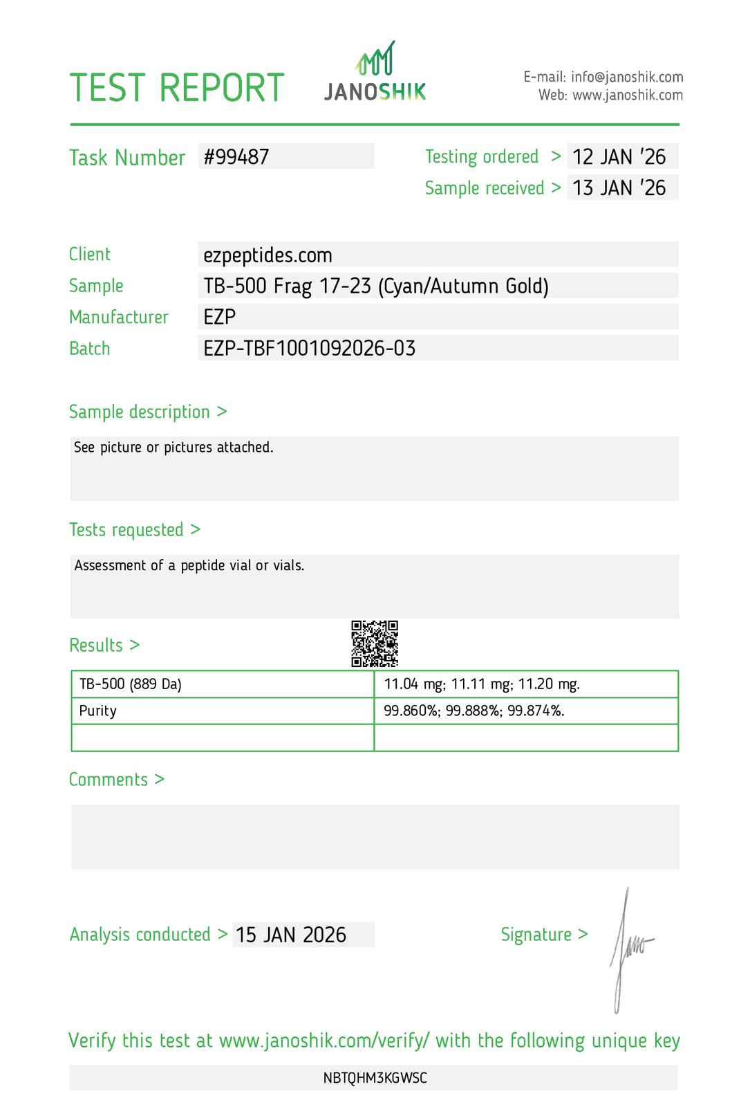 TB-500 Fragment 17-23 – 10mg | EZ Peptides